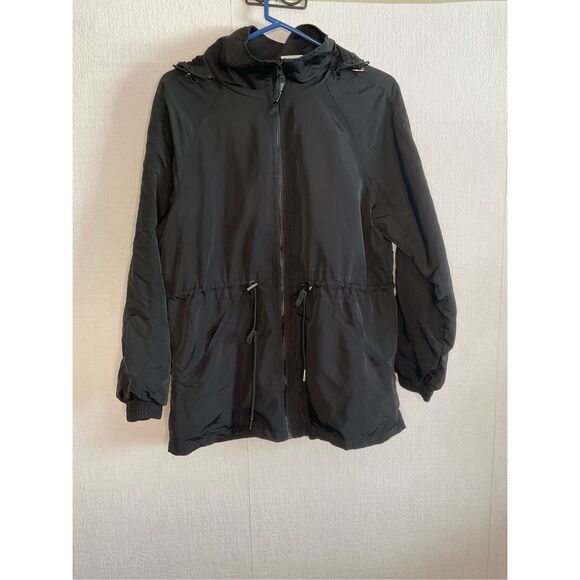 ZYIA Jacket Womens Large Utility Anorak Zip Up Removable Hood Fleece Lined Black - Picture 8 of 11